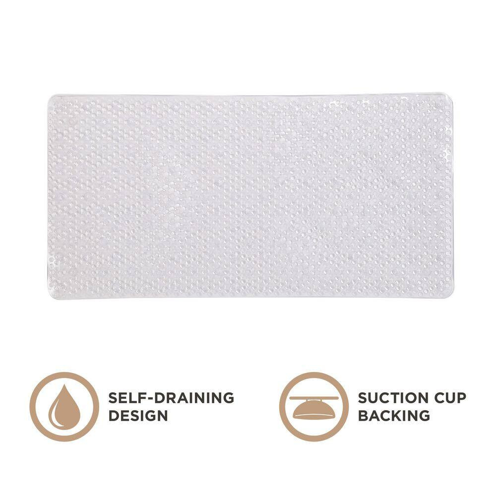 Extra Long 18 In. W X 36 In. L Aqua Gel Rectangular Bathmat in Clear