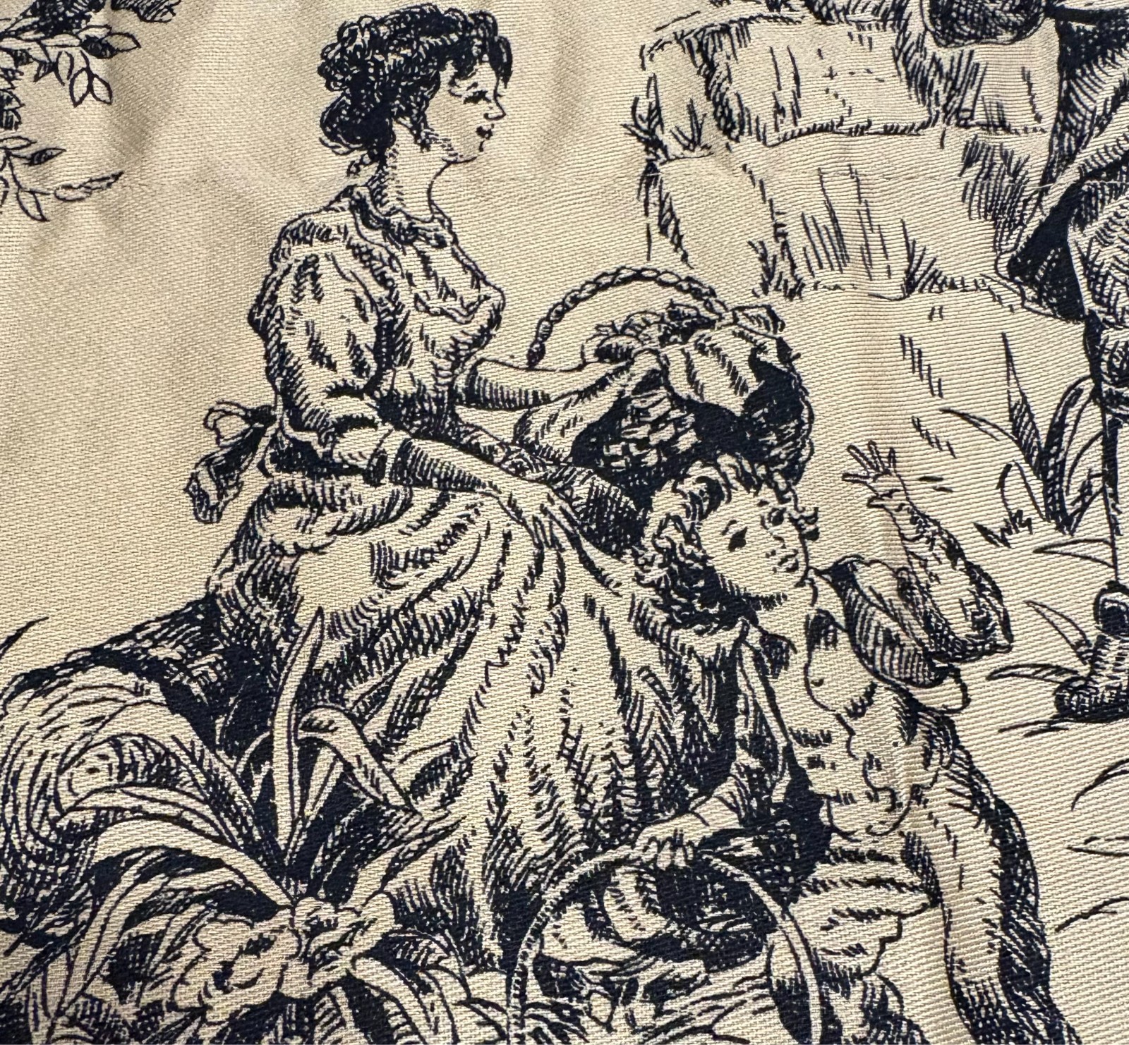 JC Penny Home Collection 1 Valance French Toile & Gingham 78″ x 17.5″ Tan Black
