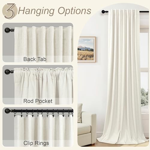 100% Blackout Curtains 84 Inch Length 2 Panels 52″W x 84″L (Pack of 2) Natural