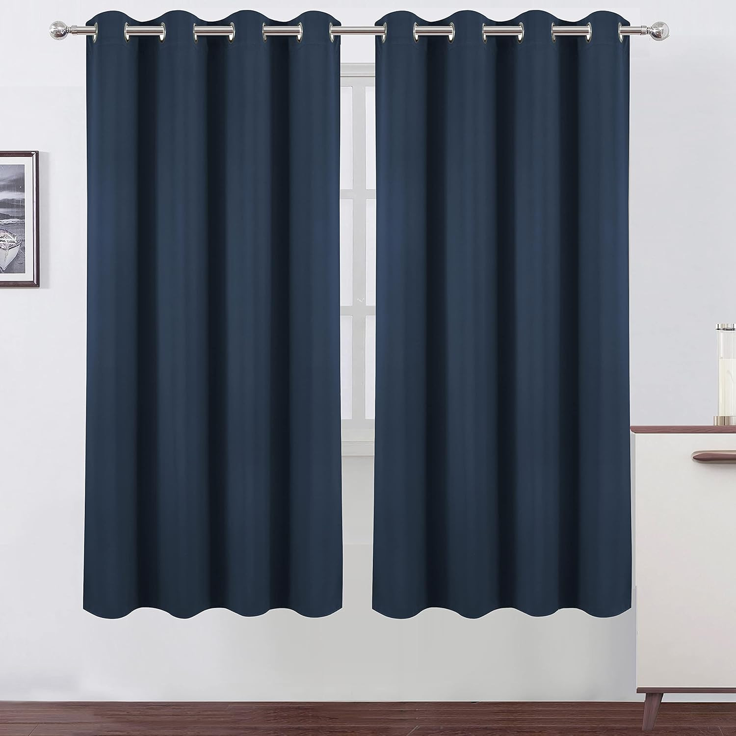 LEMOMO Navy Blue Blackout Curtains/52 x 72 Inch/Set of 2 Panels Room Darkening C