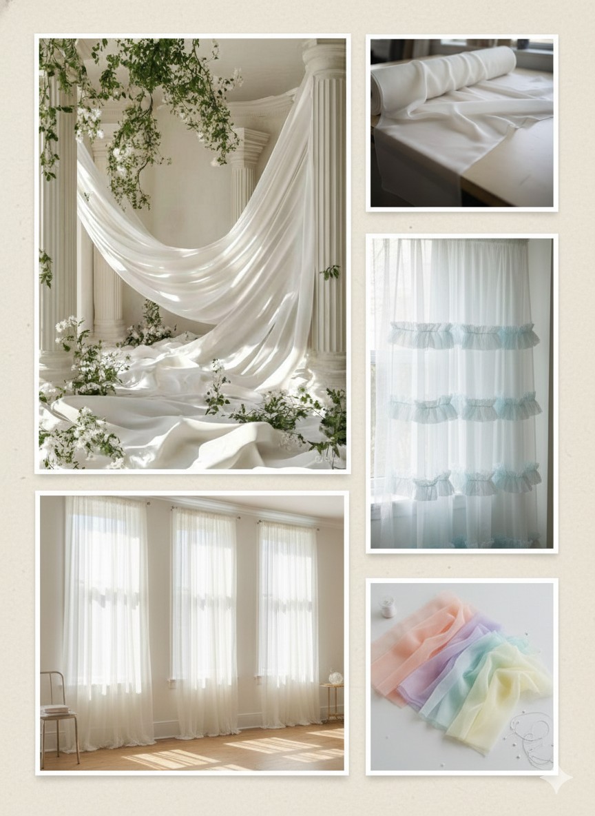 Pure Silk Organza Fabric Natural Ivory 108 Inches Wide Sheer Luxury Bridal Décor