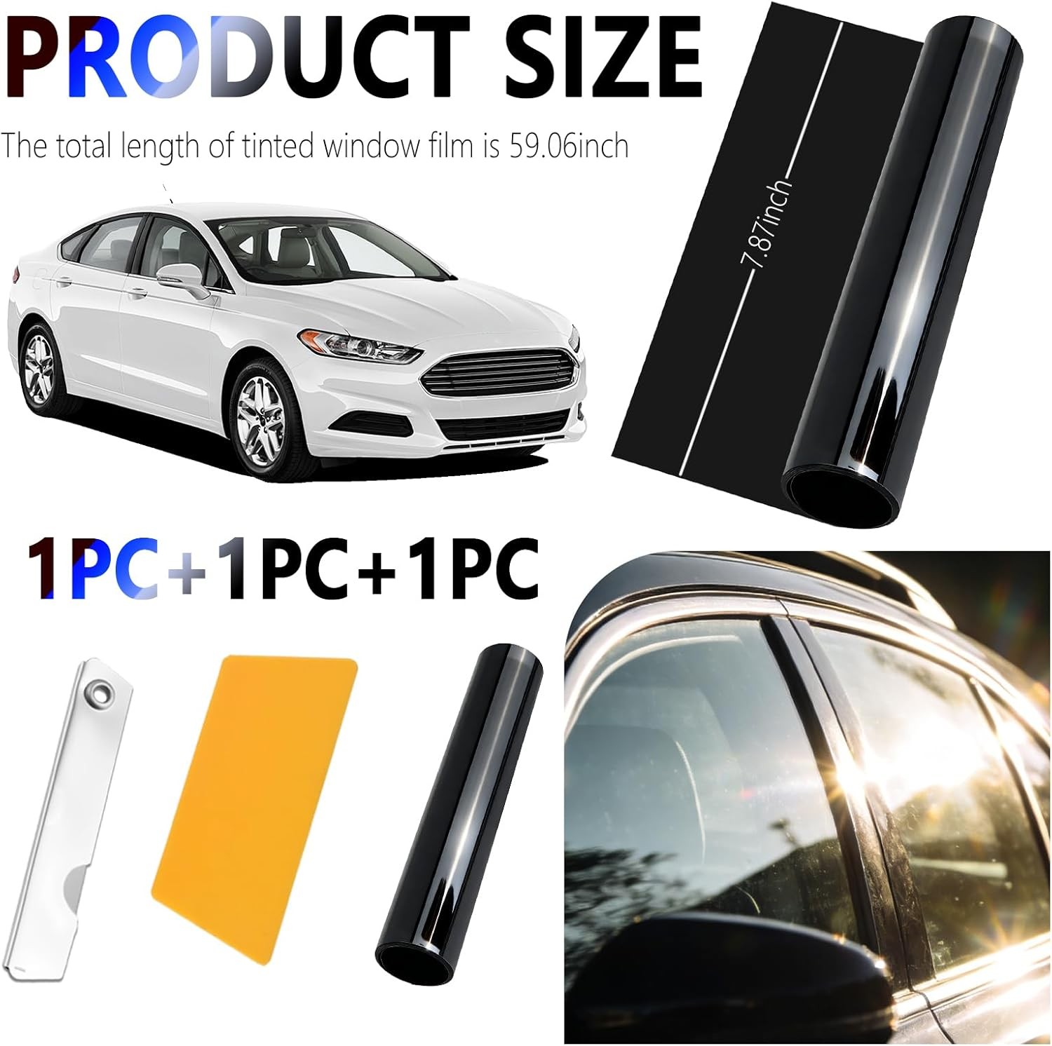 59″x7.87″ Car Windshield Tint Strip Kit,5% VLT Car Window Tint Film for Reducing