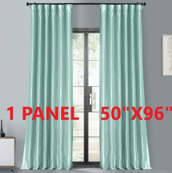1 Panel 50″ 96″ Robin’s Egg Exclusive Fabrics Blackout Faux Silk Taffeta Curtain