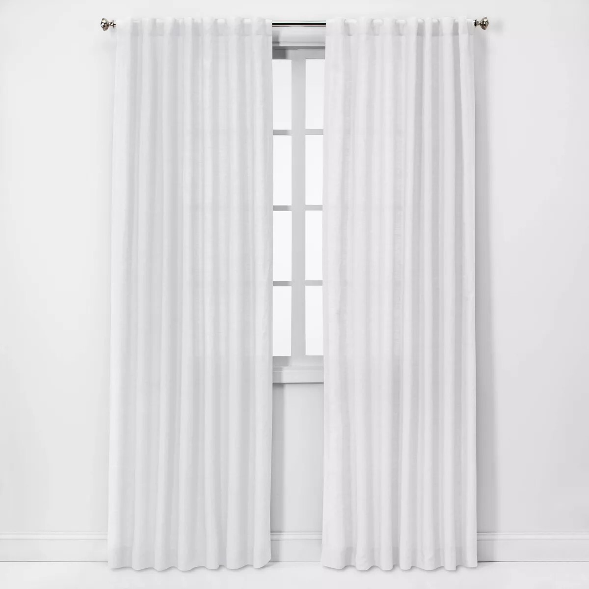 Threshold White 100% Linen Curtain Panel 95″ x 54″ Light Filtering – 1 pc. New