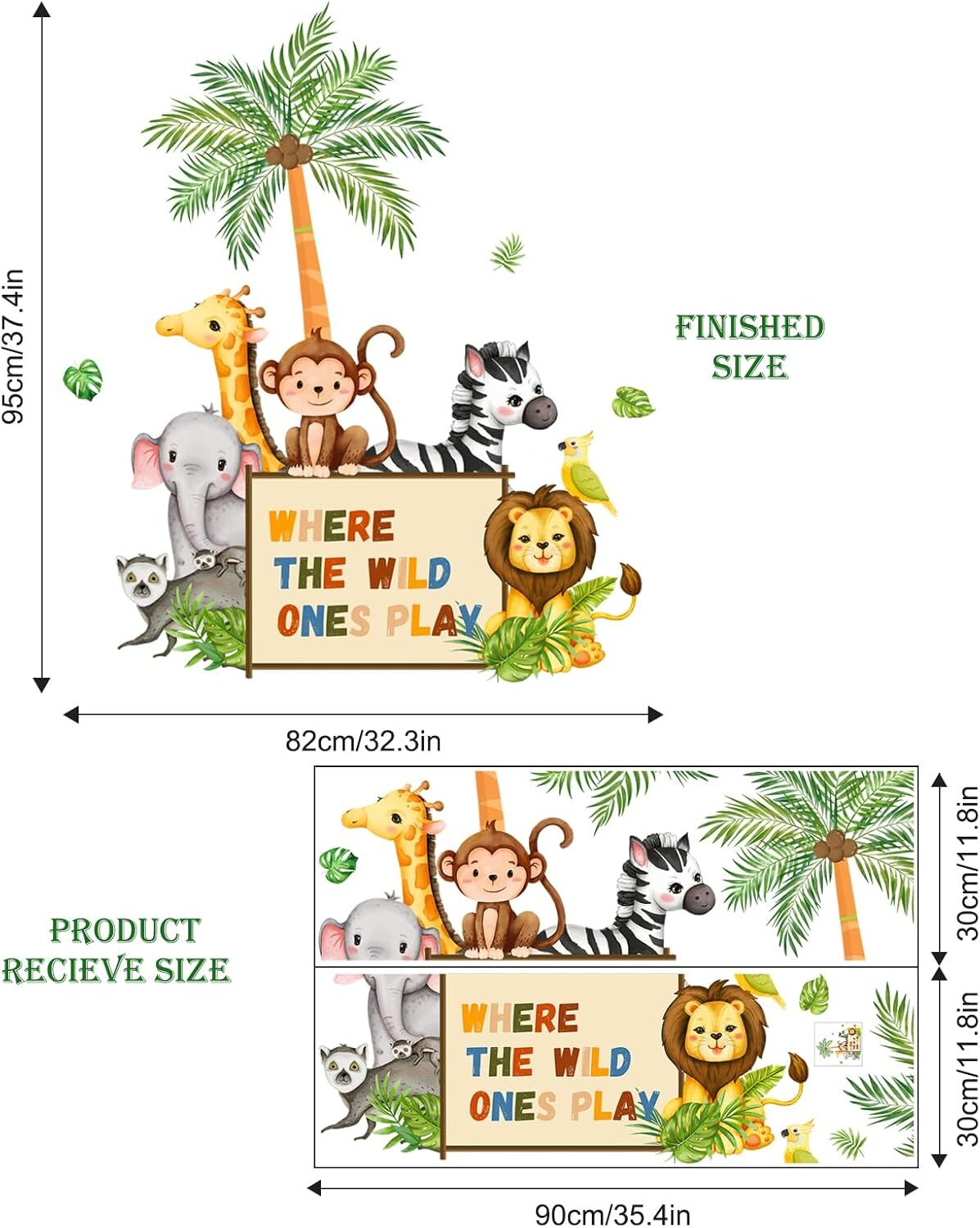 Supzone Jungle Animals Wall Decals Playroom Stickers Where The Wild…