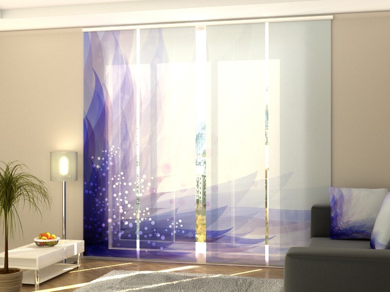 Panel Track Blinds for Room Separation, any sizes – Abstract blue flower