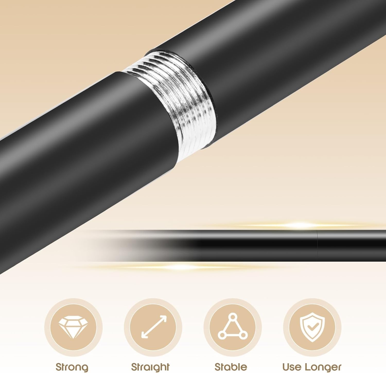 Extra Long Matte Black Curtain Rod 120-168 Inch (10-14 Feet) for Large Windows