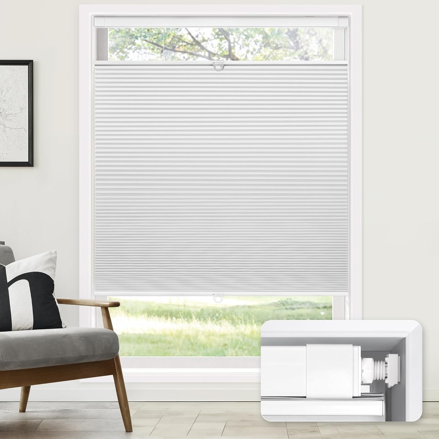 20 x 72 BLACKOUT No Drilling No Tool Top Down Bottom Up Blind Windows White B29
