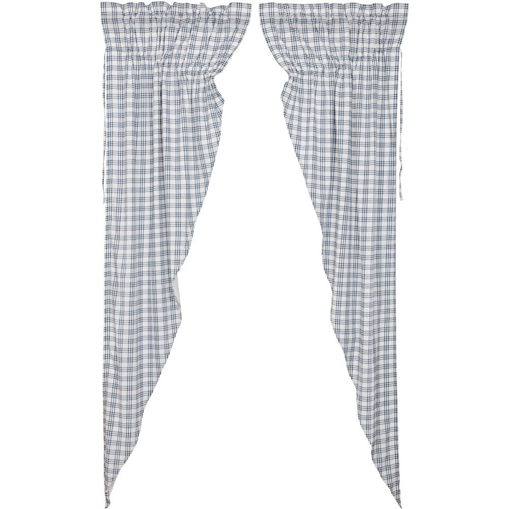 Sawyer Mill Blue Plaid Long Prairie Curtain Set by VHC Brands – 84″ x 36″ Lined