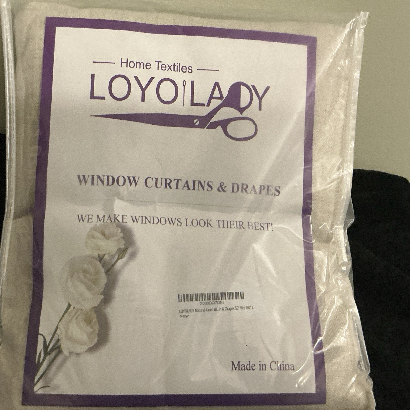 HOME TEXTILES LOYO LADY BLACKOUT LINEN DRAPES 52Wx 102L Cream Colored