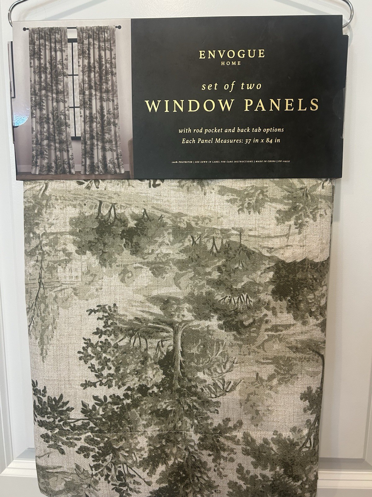 Envogue Greenwood Forest Set of 2 Toile Curtains Panels 37″x84″ Loden Green