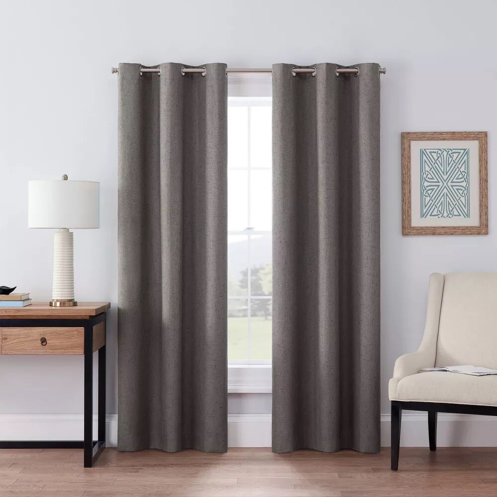 Eclipse Windsor Blackout Smoke Gray Grommet Hang Curtain Panel 42″ x 63″