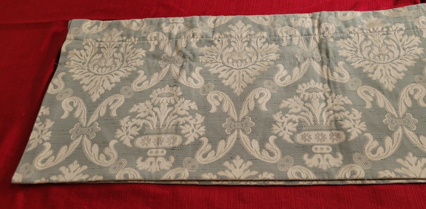 4 CROSCILL Curtain Panels Lined Weighted 82×48” & 2 Valances 17×49″ Green Gold