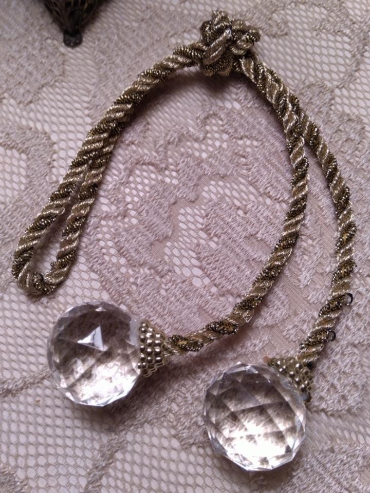 Crystal Ball Gold Bronze Metalic Cord Tiebacks