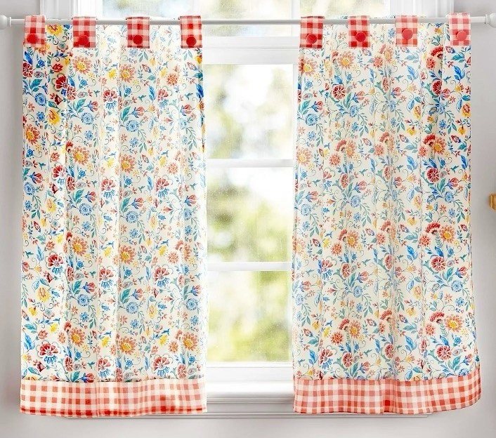 Pioneer Woman Mazie Cafe Curtains Set 4 Panels 30×36 Country Kitchen Granny Core