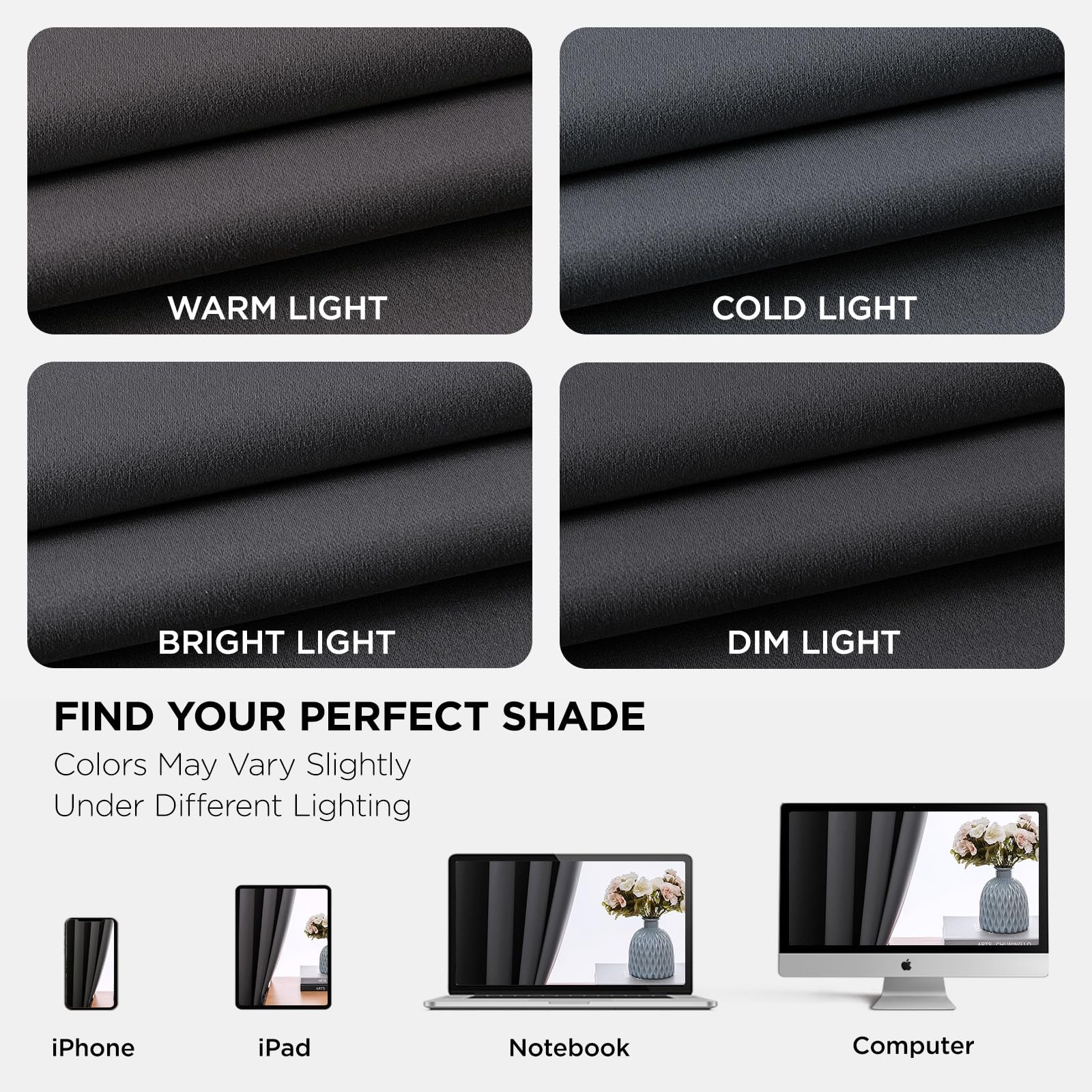 Blackout Curtains 72 Inch Length, Grey 52 ×72 Curtains for Bedroom, Thermal I…