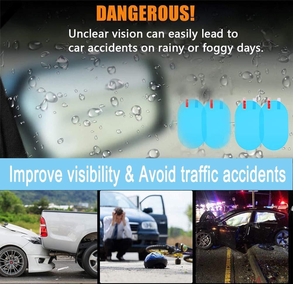 4 Pcs Waterproof Car Rearview Mirror Films Anti-Glare Protective Stickers