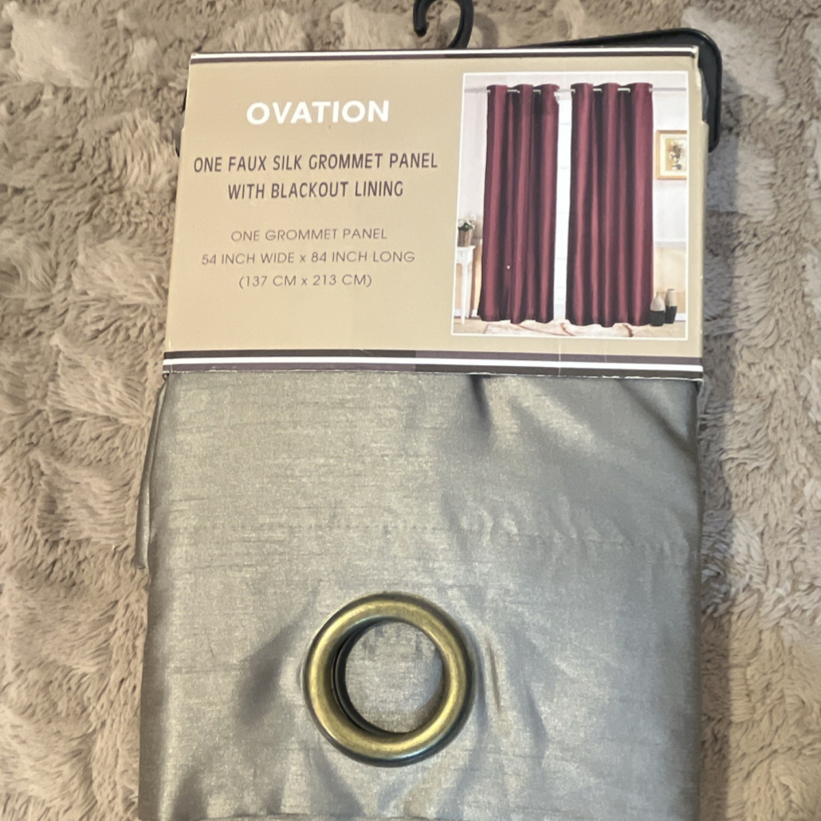 Ovation Faux Silk Polyester Blackout Grommet Panel Solid 54x84in Silver