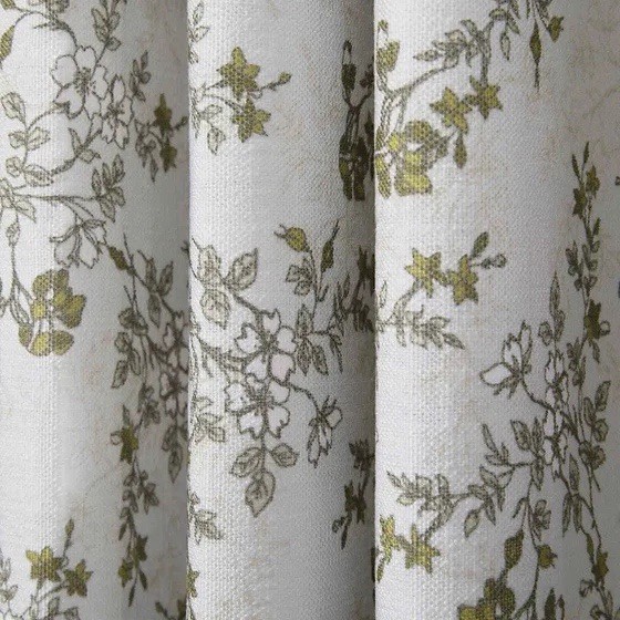 TWOPAGES Sara Le Print Linen Drapery Pleated Vintage CottonWhite Set 4)26”Wx36”L