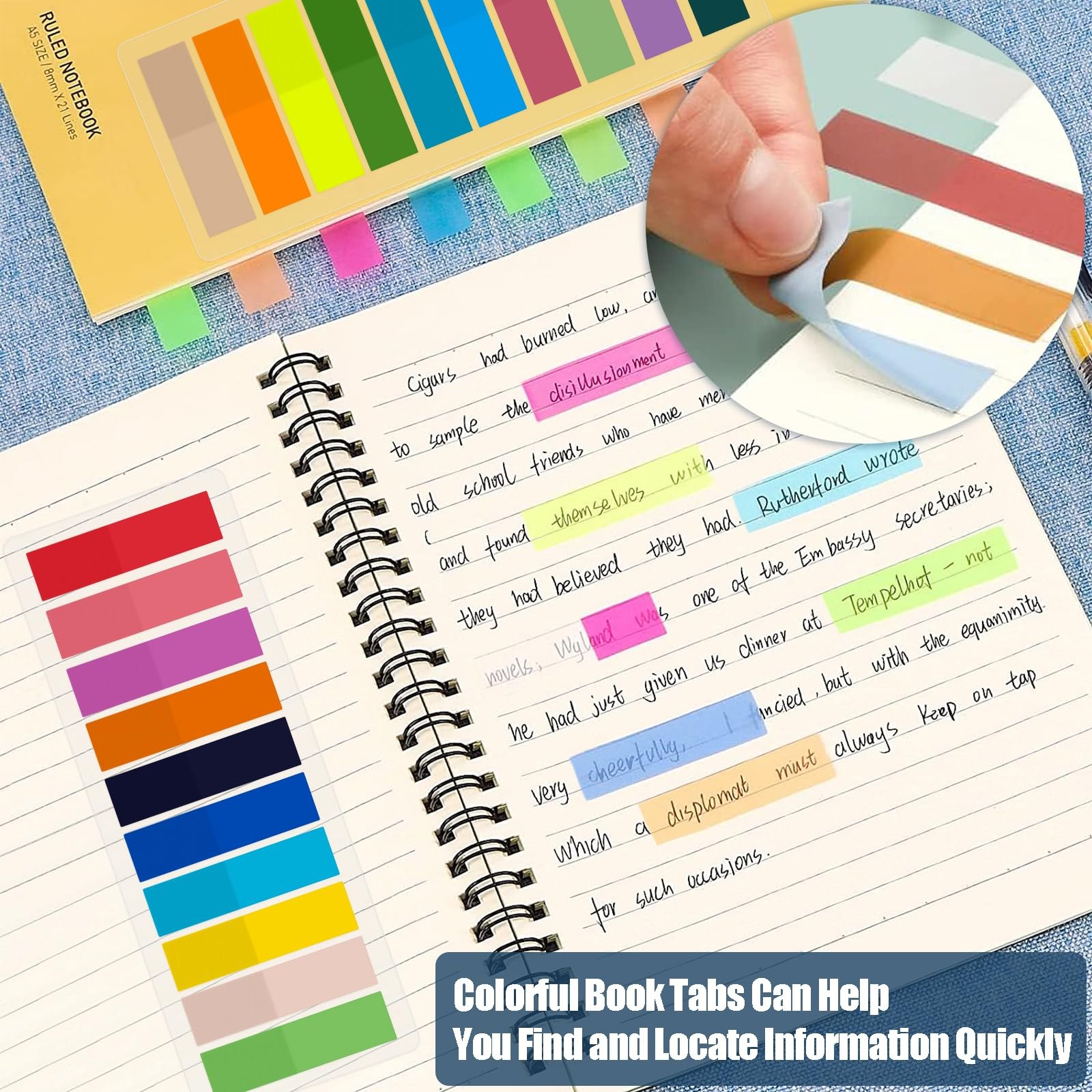 Sticky Tabs 2400 pcs Book for Page Markers,Morandi Small, Clear