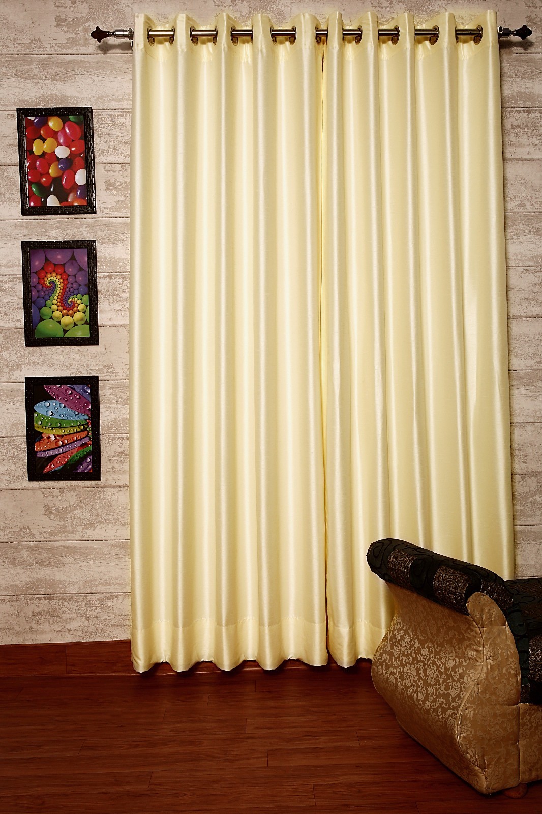 Ivory Faux Silk Dupioni Curtains, 51″(130 cm) Wide, Chose Top, Length & Lining