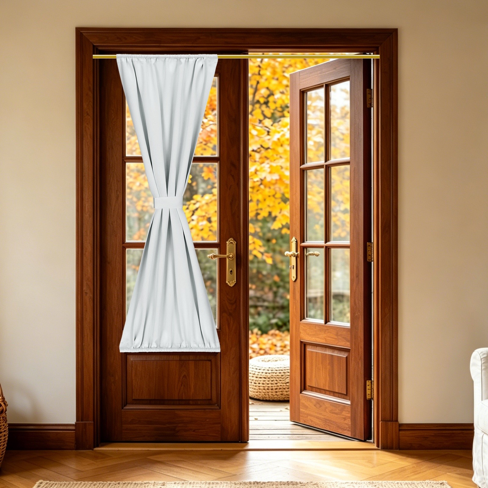 French door curtain 1 piece, 63x200cm darkening, grey white