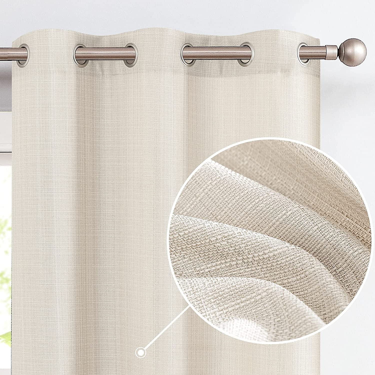Curtains Linen Textured Casual Weave Curtain for Window Panels Light Filtering
