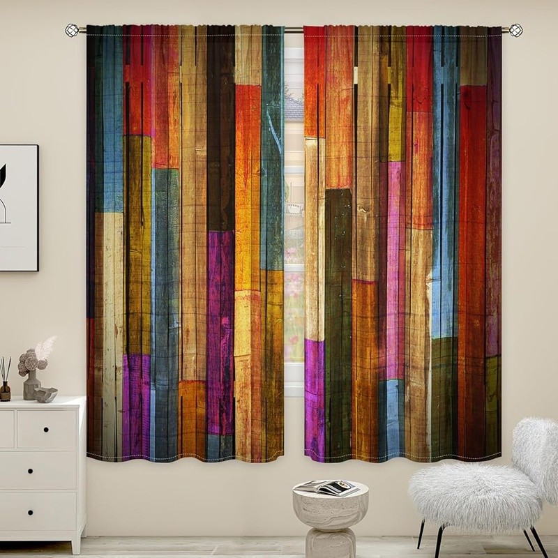 Light Filtering Curtain Panels Set Home Decor Easy Care Polyester Rod Pocket New