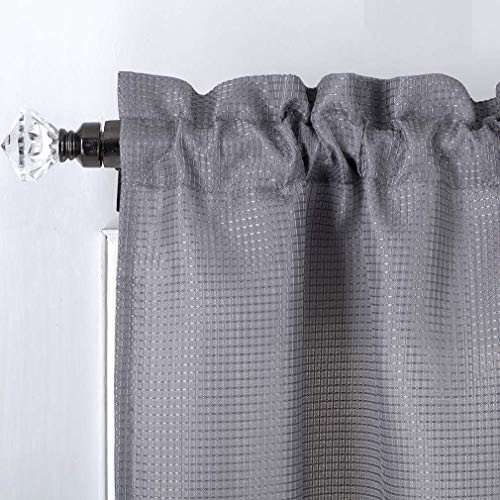 Waffle Woven Textured Kitchen Valance Curtains Water Repellent Bathroom Grey