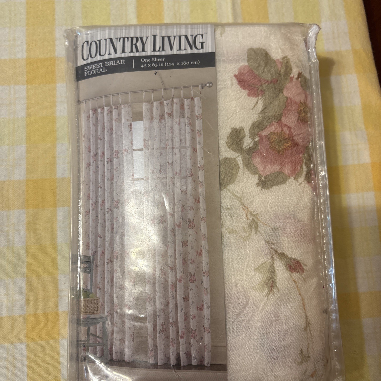 1 Country Living-Sweet Briar Floral Panel Sheers. 45×63″. Ivory Antique Floral.