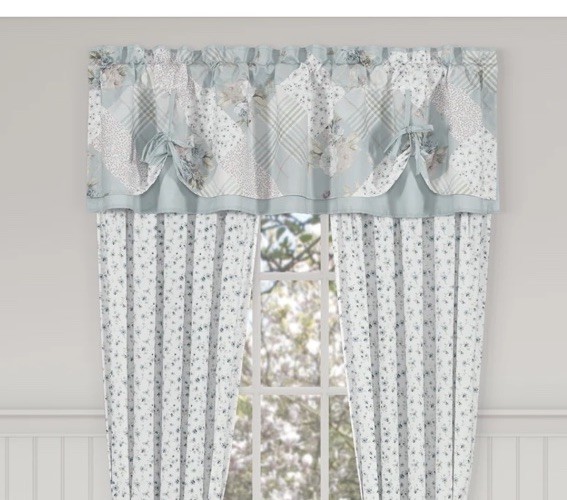 Royal Court Home The Bungalow Spa Tie-Up Window Valance Spa Blue & White Floral