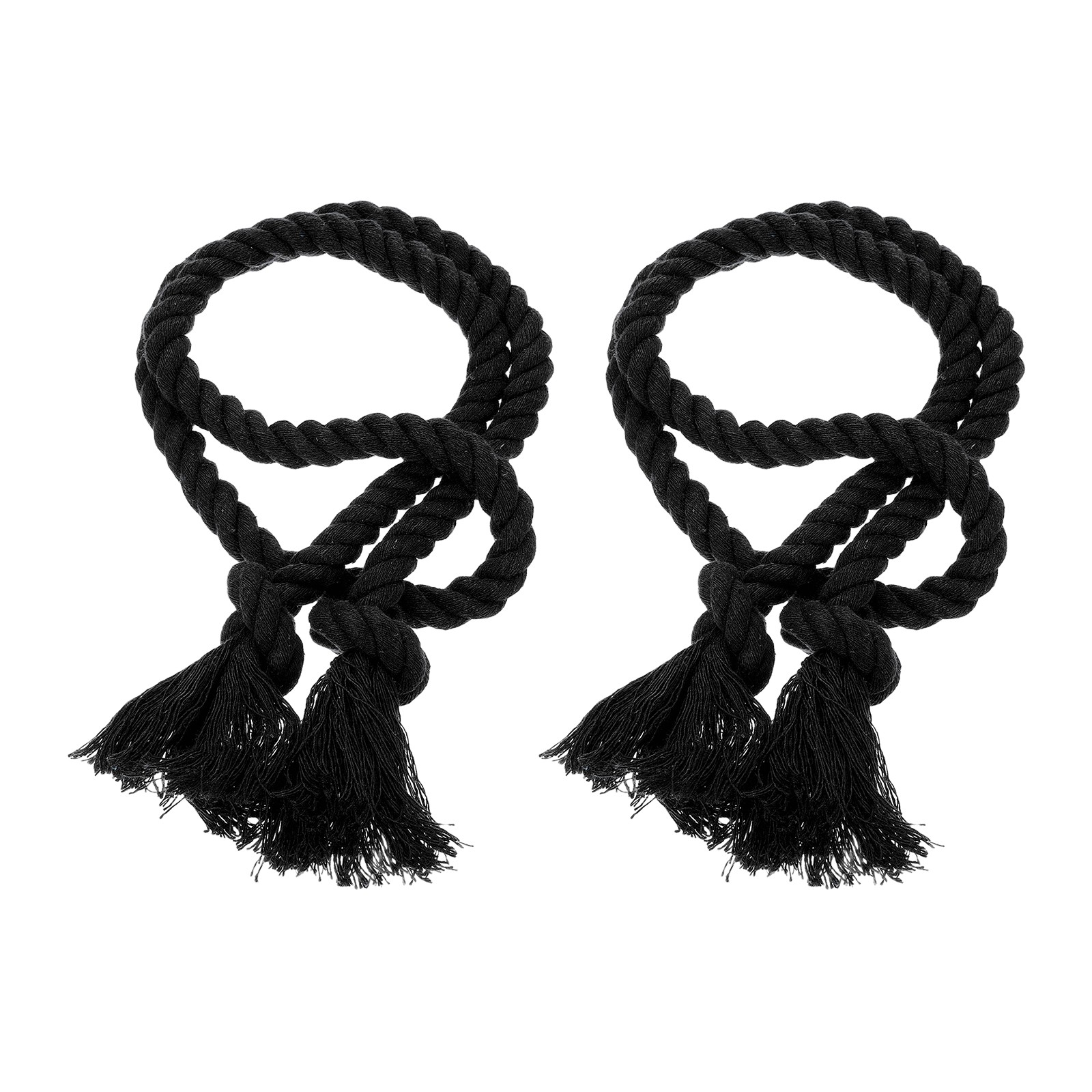 2Pcs Rope Curtain Tiebacks, 30″ Polyester Tassel Curtain Holdback, Black