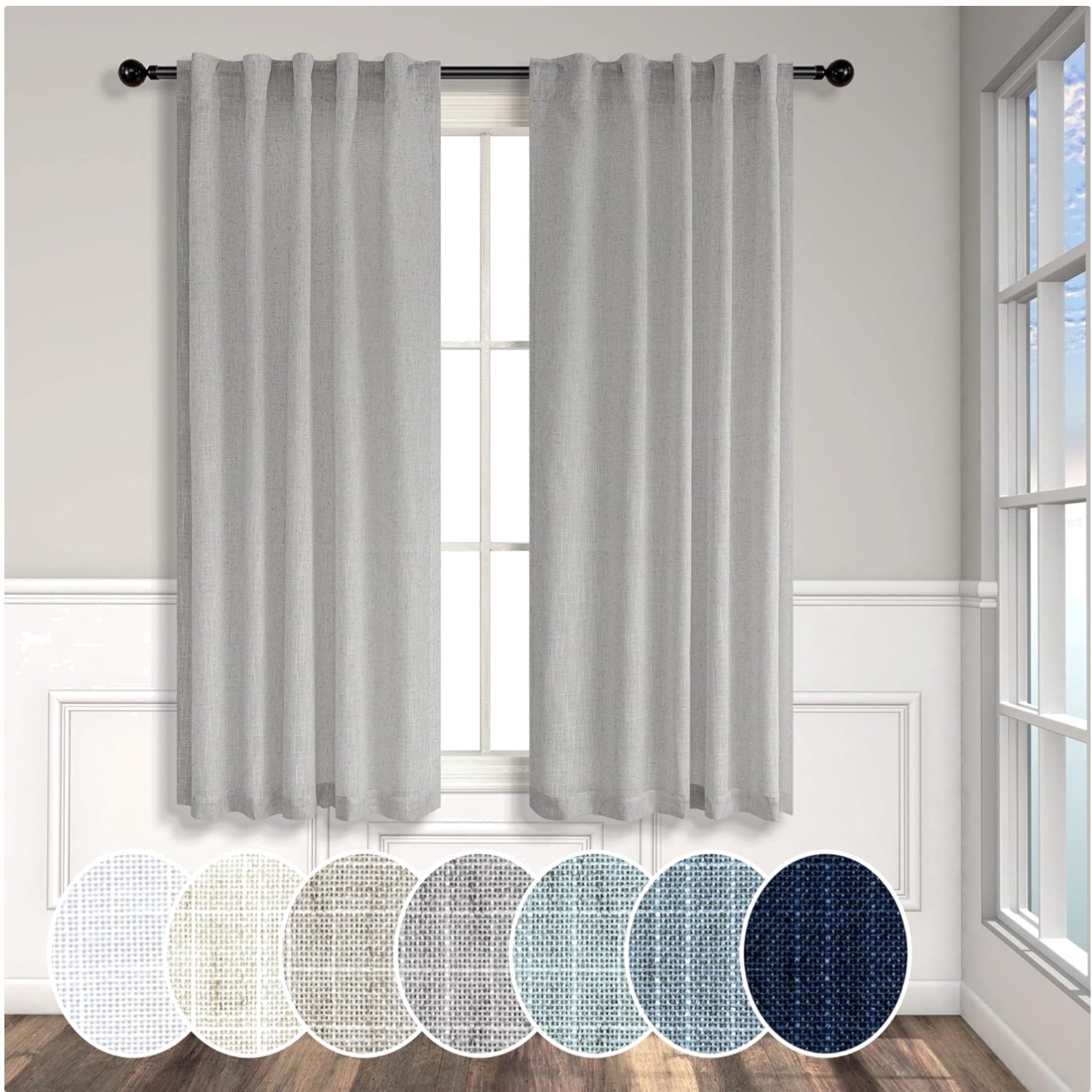 Cafe Style Kitchen Curtains 38 Inch, 2 Panels