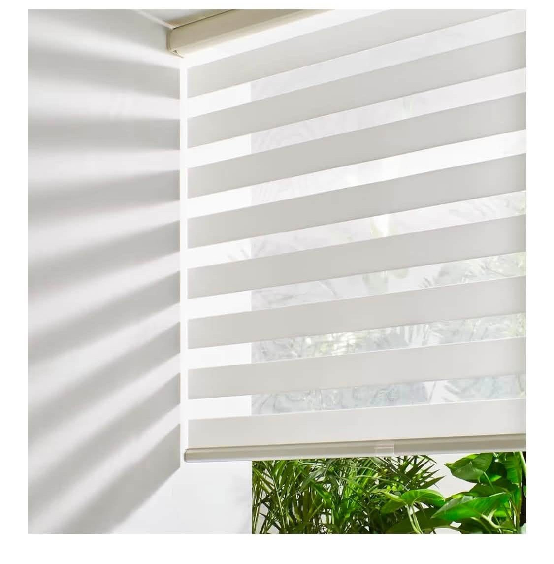 Persilux Zebra Blinds 34.5″ x 64″ Roller Shades Sheer Light Filtering Cream