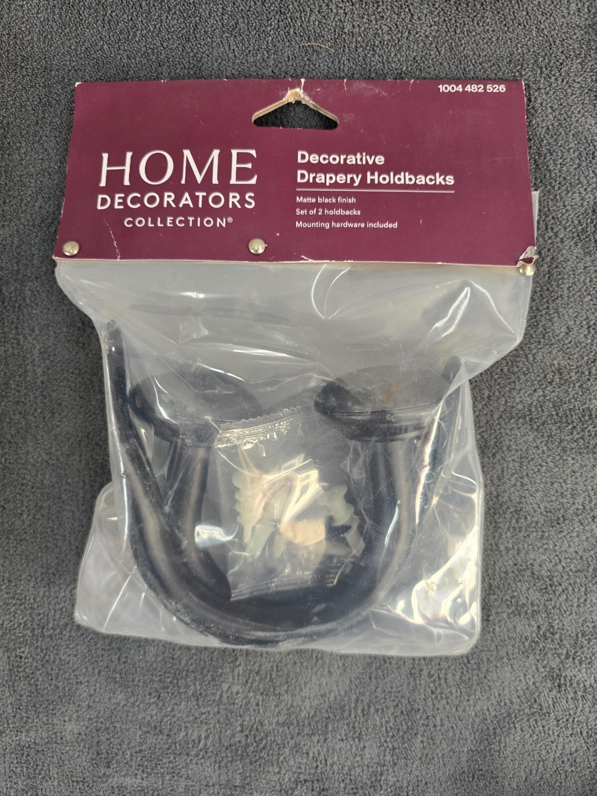 Home Decorators Collection Matte Black Hook Curtain Holdback (Set of 2)