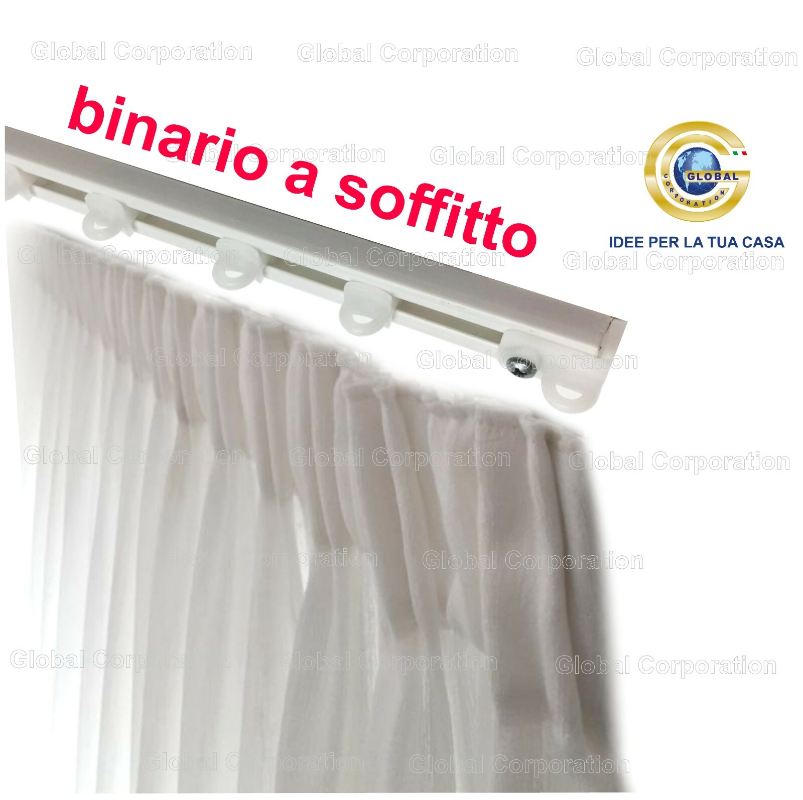BINARIO PER TENDA A STRAPPO PVC ASTA PER TENDE PROFILO BASTONE TENDE BIANCO