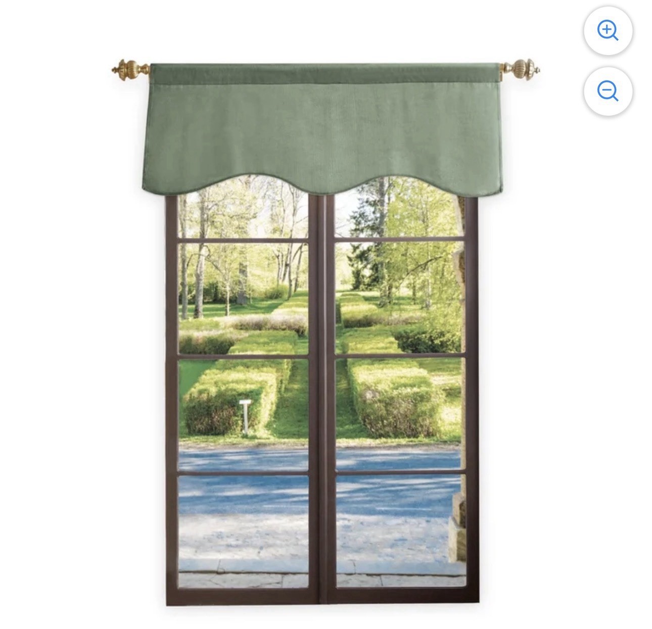 Martha Stewart Lucca Velvet Scalloped Valance Green Rod Pocket 50 x 18