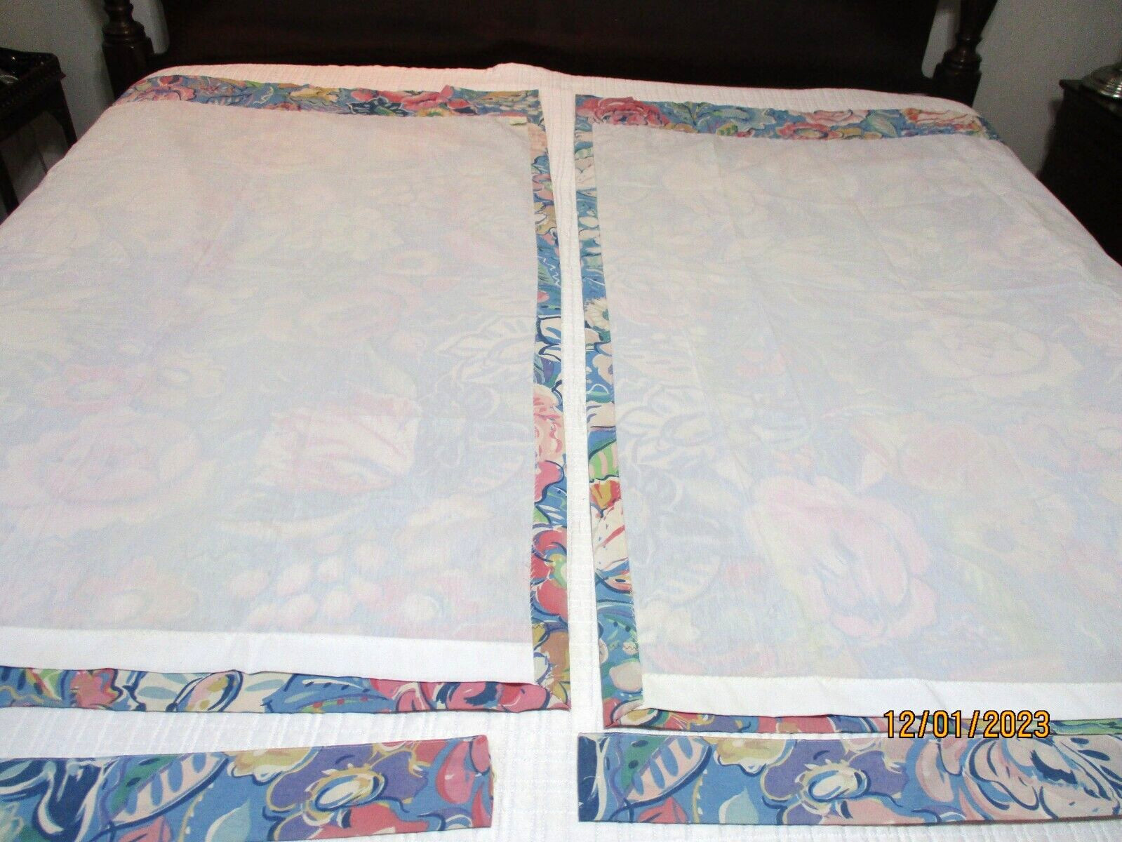 Vintage JC Penney 4 Lined Panels with Tie Backs Colorful Floral Rare! 42×62