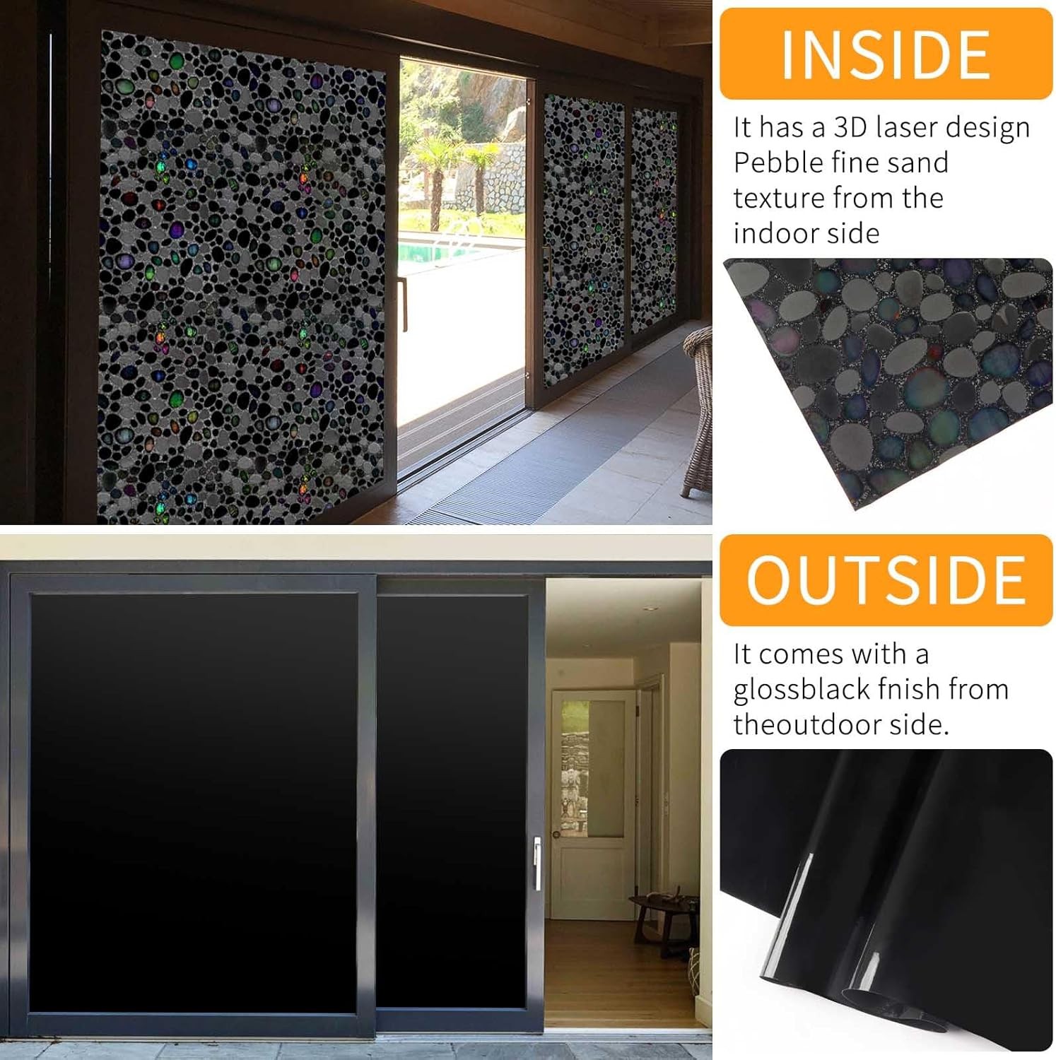 Total Blackout Window Film Privacy, 100% UV Blocking, Dark Window Tint for Home