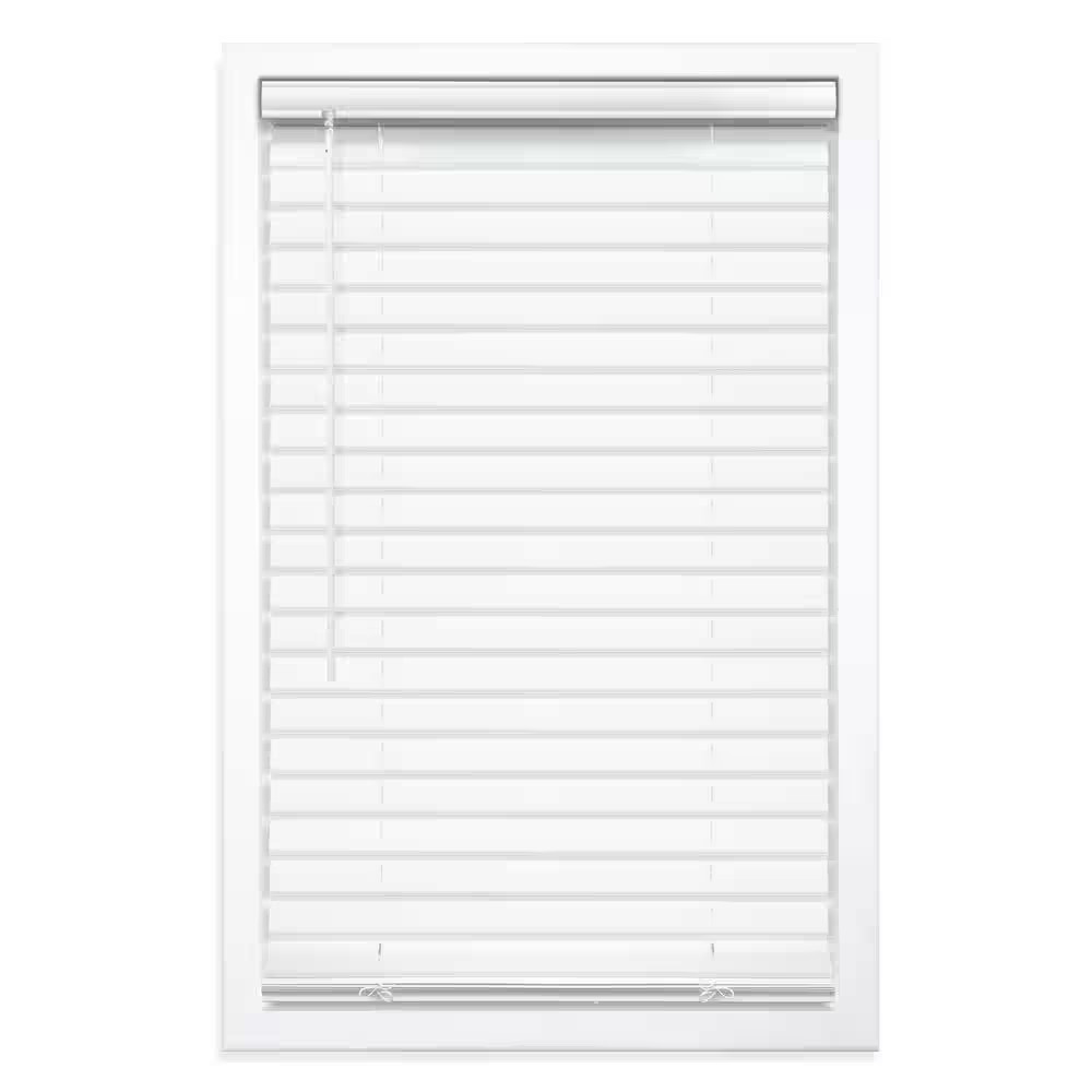 White Cordless Room Darkening Vinyl Blinds with 2 In. Slats – 30 In. W X 64 In.