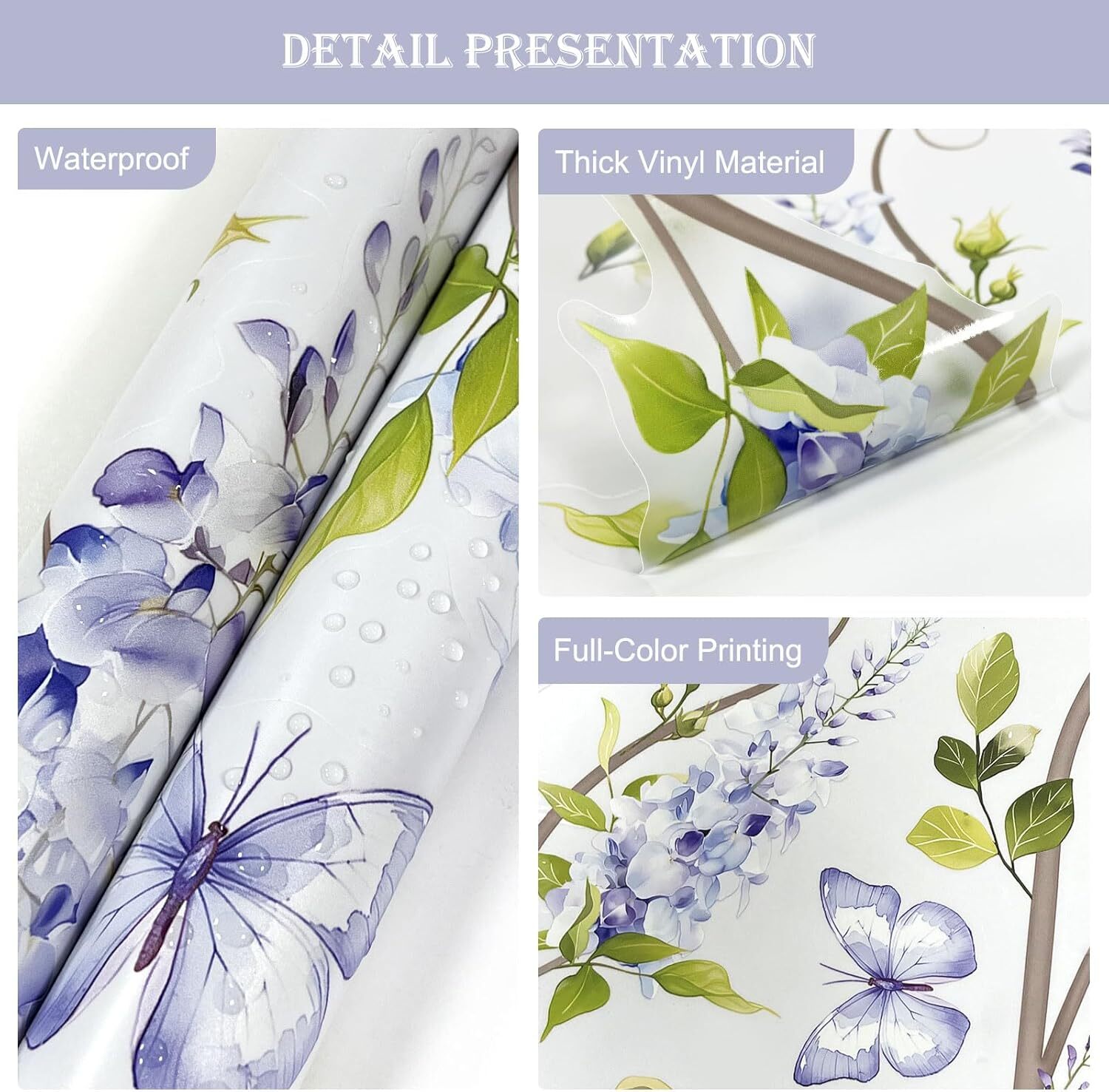 Hanging Flower Vine Wall Decals Purple Wisteria Floral Multi-colored