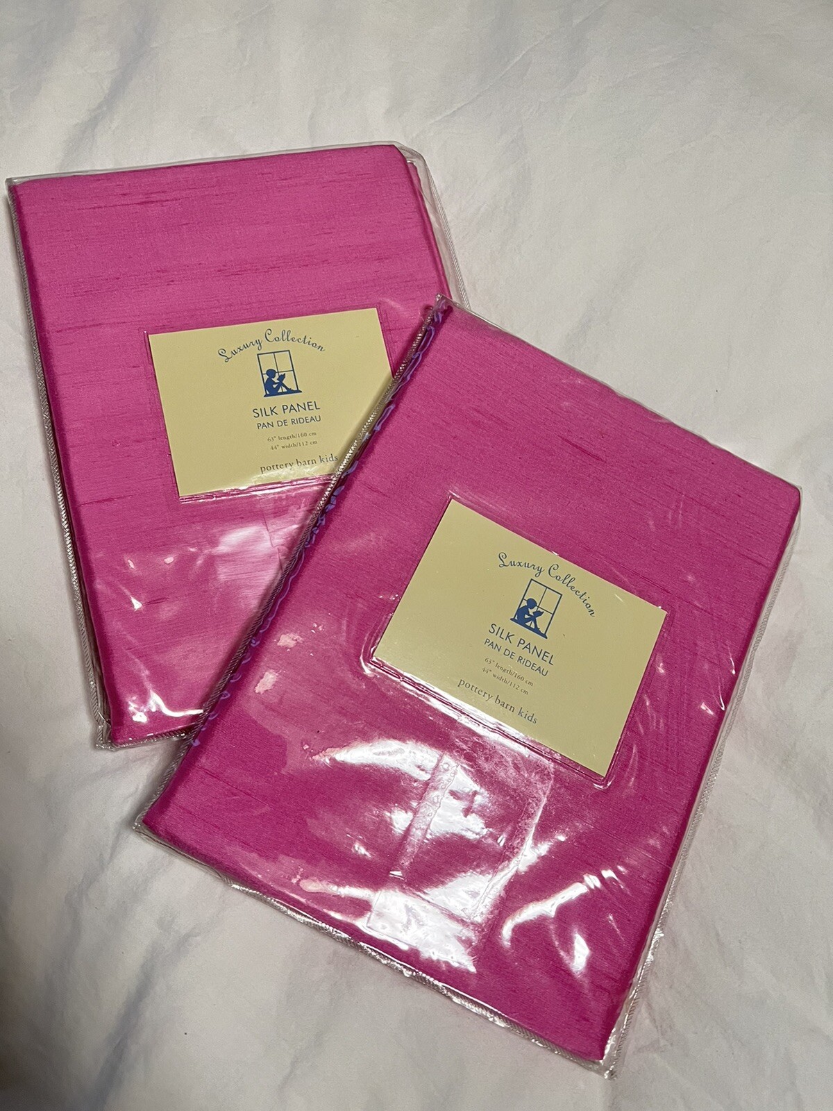 Pottery Barn Kid Luxury Collection Silk Curtains 63”x 44″ Pink Panel Pole Pocket