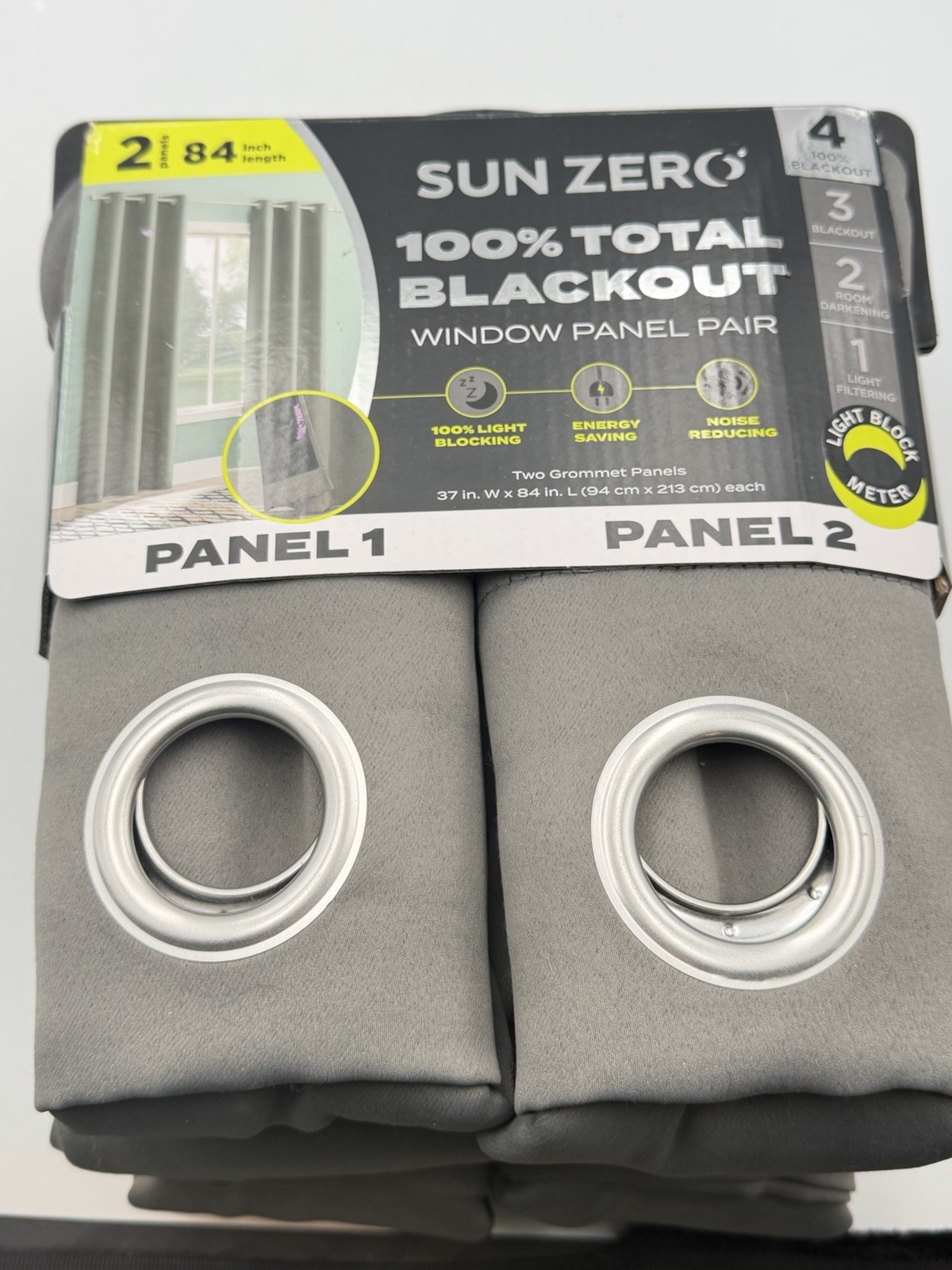 Sun Zero Blackout Window Curtains 2 Panels lot of 2, 37×63 Each NEW