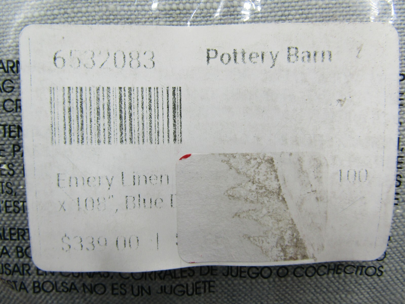 Pottery Barn Emery Linen Blackout Drape 100 x 108″ Blue Dawn S/2 #P4