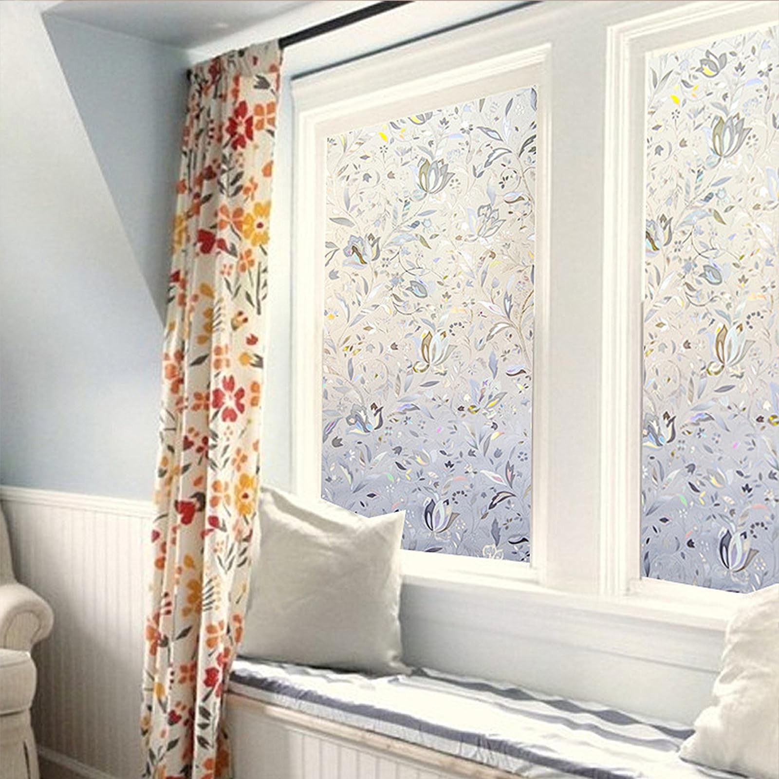 LEMON CLOUD Window Film, Decorative Window Privacy Film, 3D Stained Glass Win…