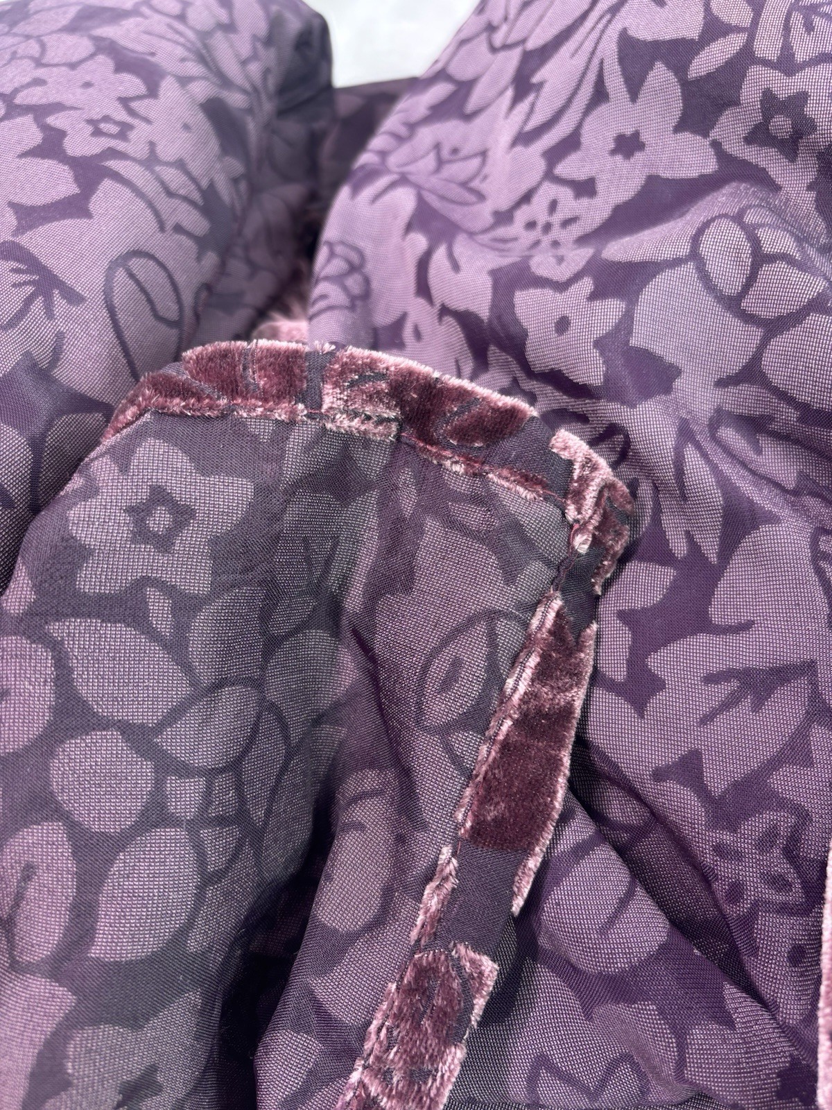 (3) 90’s Burnout Velvet Draping Swags Plum Window Scarf Floral Moody Witchy Boho