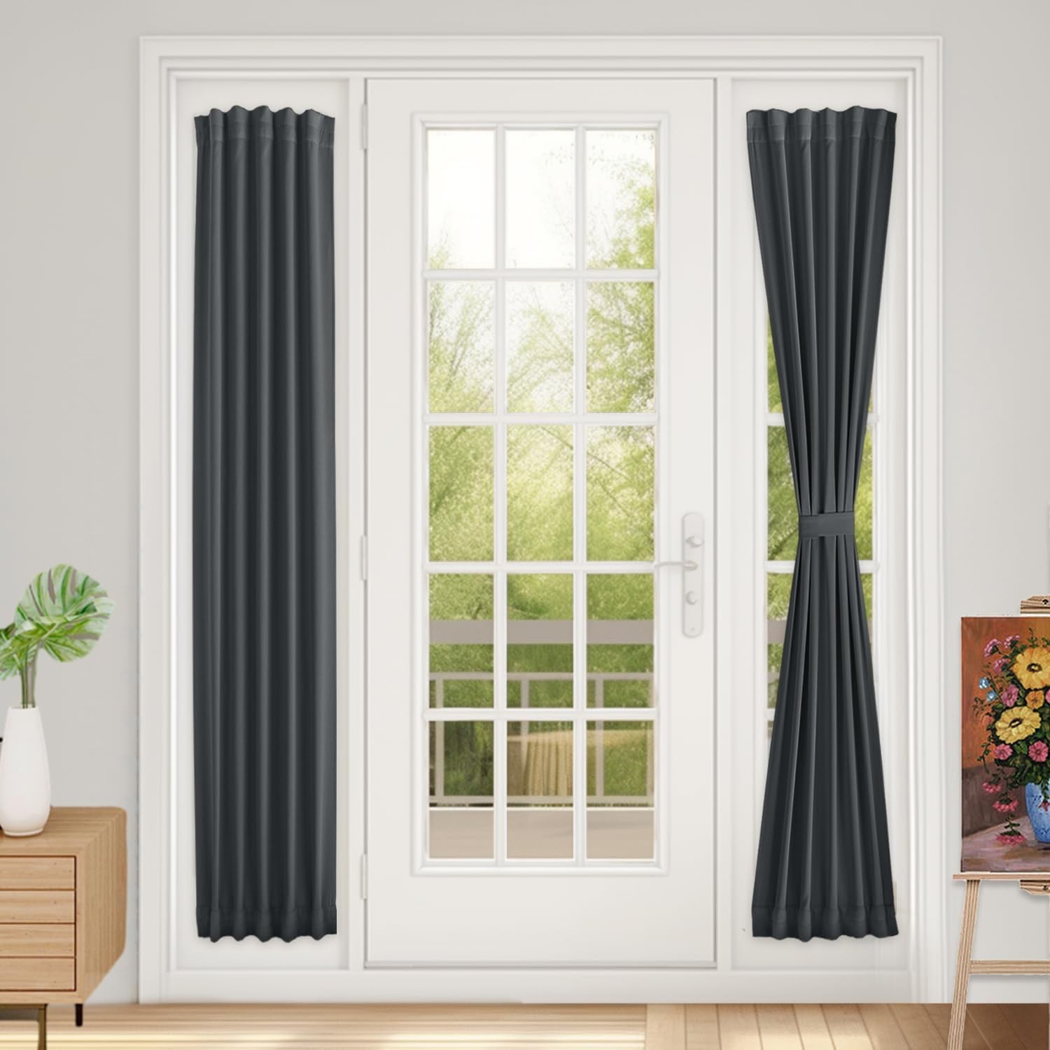 Sidelight Curtains for Front Door, 12 Inch Wide Narrow Window Curtains for Side