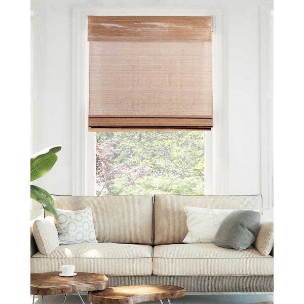 Chicology Cordless Light Filter Natural Woven Bamboo Roman Shade – Brown Acorn