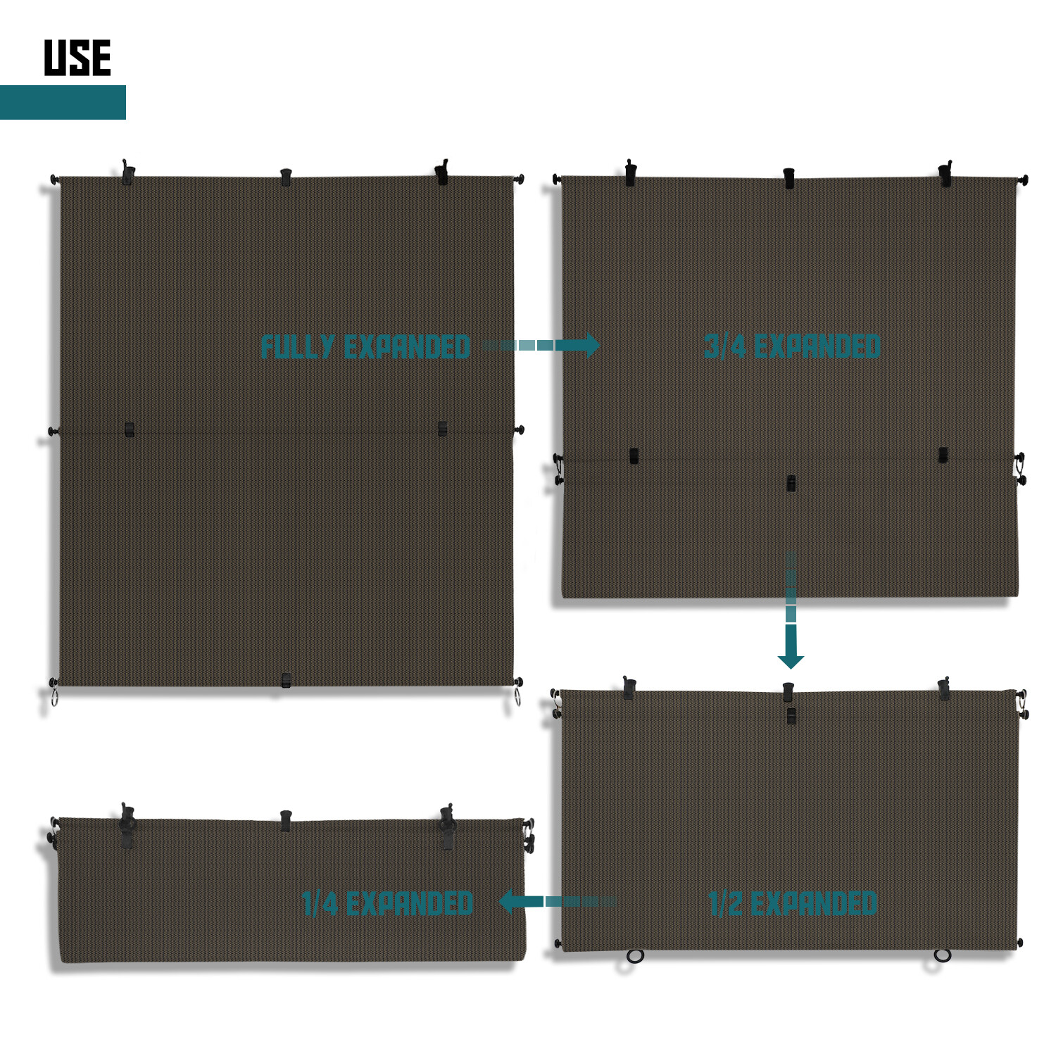 Brown Foldable Roller Sunshade Curtain for Windows Patio Porch Gazebo Outdoor