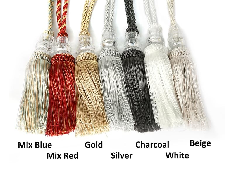 2pk Gold Curtain Tiebacks with Tassel Elegant Rope Drapery Holdbacks & Hooks